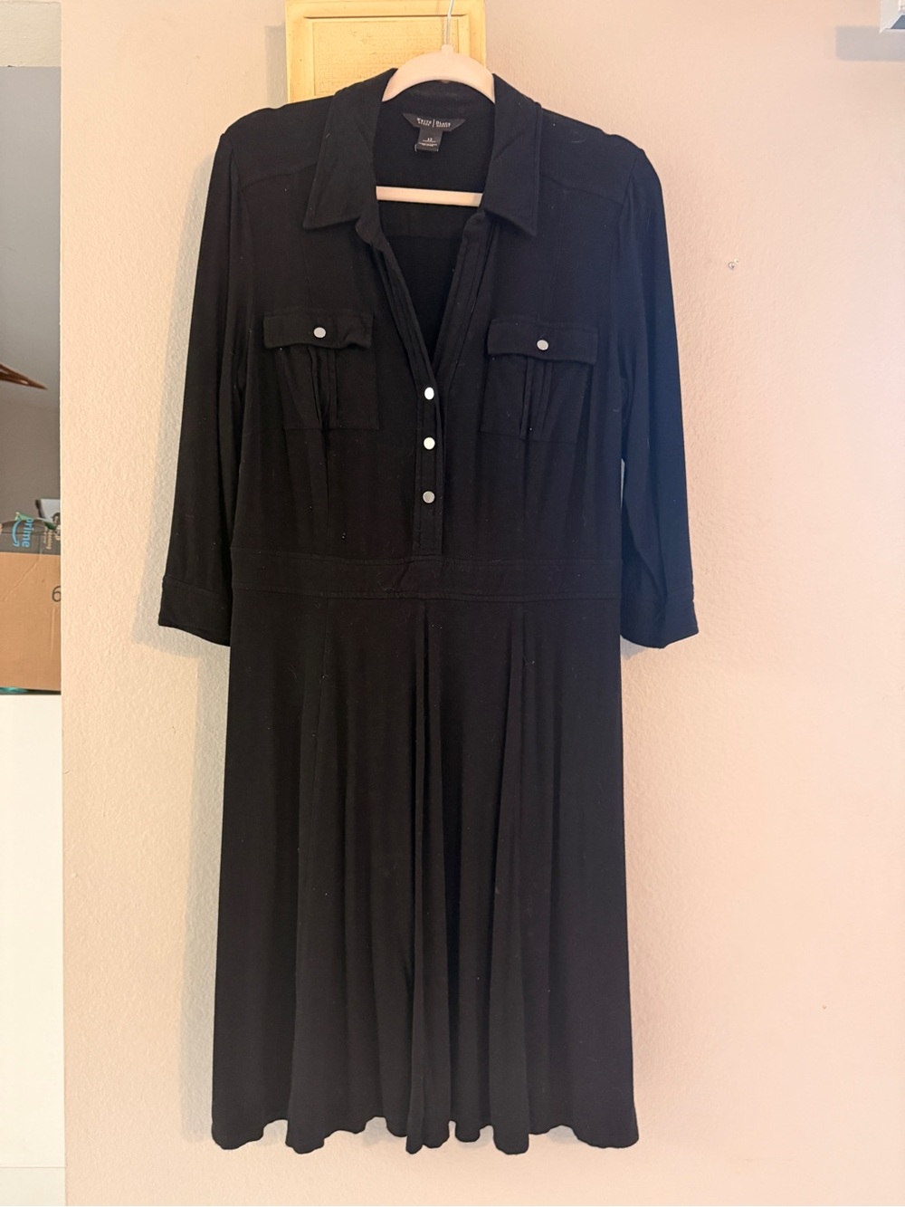 White House Black Market Black Midi Shirt Dress